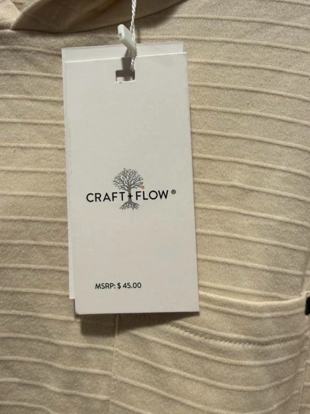 Men's Lightweight Hooded Long-Sleeve Shirt in Beige Stripe - Picture 4 of 7